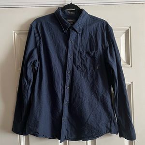Eddie Bauer Navy Blue 100% Cotton Button Down Size L